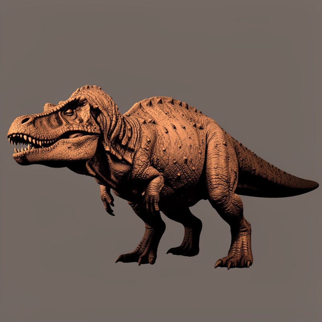 A duotone photograph of a fossilized dinosaur skull in profile, rich browns and deep charcoal tones, set against a dark moody background.